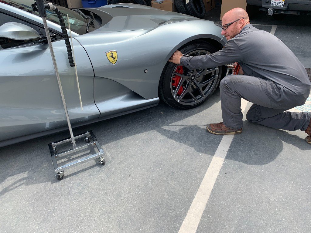 Paintless dent repair on a Ferrari