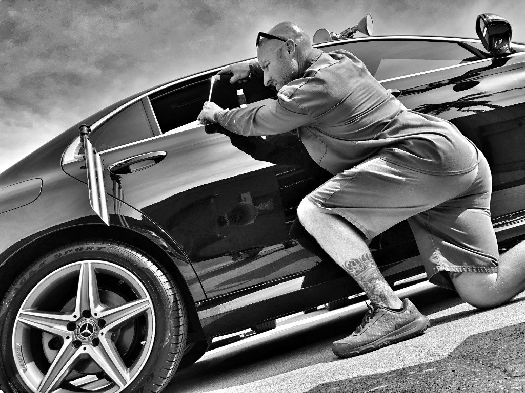 Precision dent repair on a Mercedes-Benz